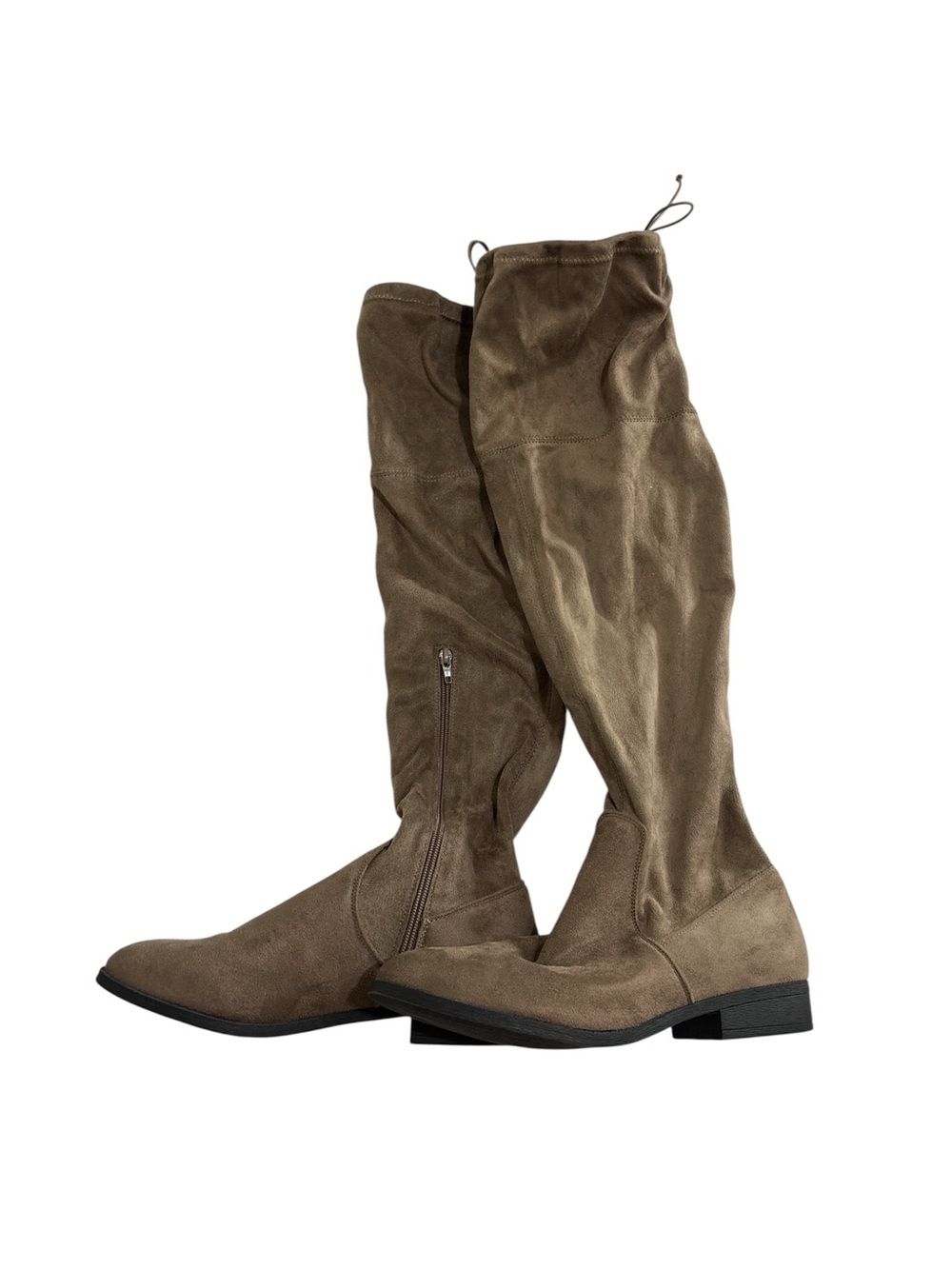 Charles Albert Over The Knee Boots Vegan Suede Camel Size 9 Off-duty Model